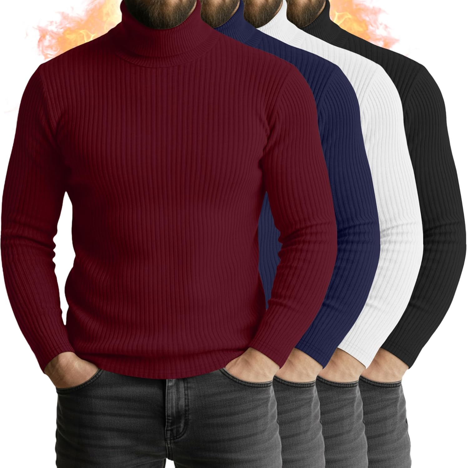 Men's Turtleneck Long Sleeve Shirts for Casual Layering