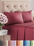 Queen Size Burgundy 4 Piece Sheet Set - Cooling Deep Pockets