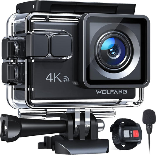 WOLFANG 4K Action Camera: Waterproof, Stabilized, Vlogging Ready!