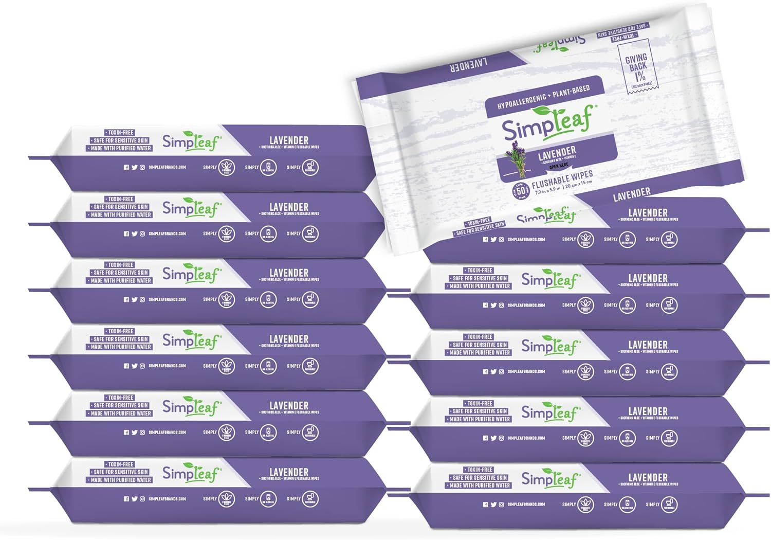 Flushable Wet Wipes Lavender for Sensitive Skin - 600 Counts
