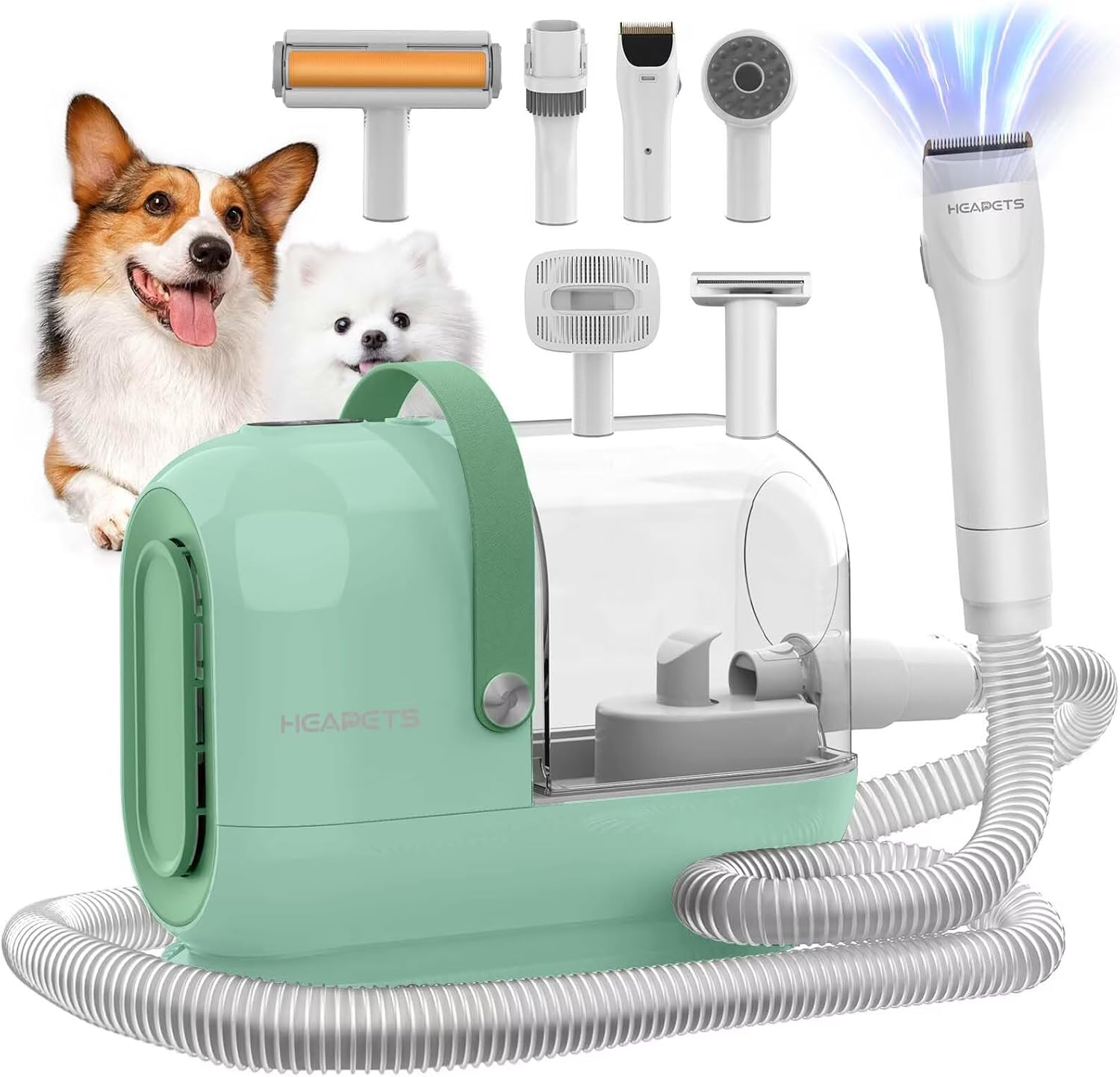 Dog Grooming Vacuum Kit with Low Noise Clipper and 7 Tools