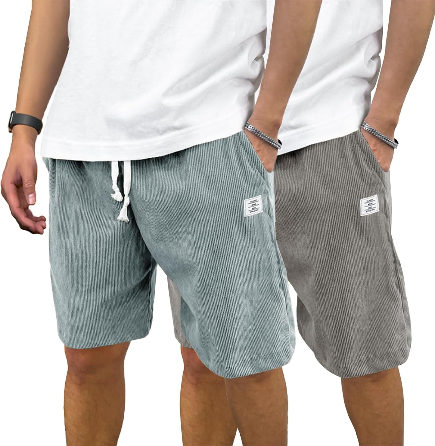 PLEPAN Mens Corduroy Shorts for Summer Beach and Casual Wear