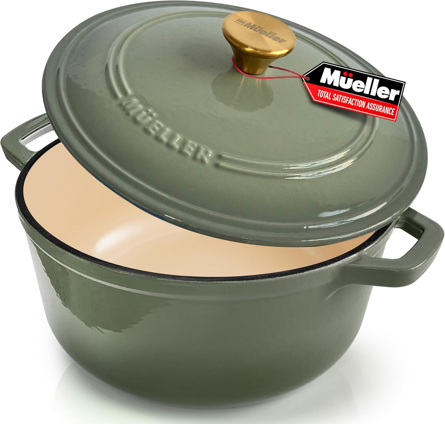 MUELLERHOME 6 Quart Enameled Cast Iron Dutch Oven for Cooking