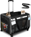 Petskd Large Rolling 2-Compartment Pet Carrier for 2 Cats or Medium
