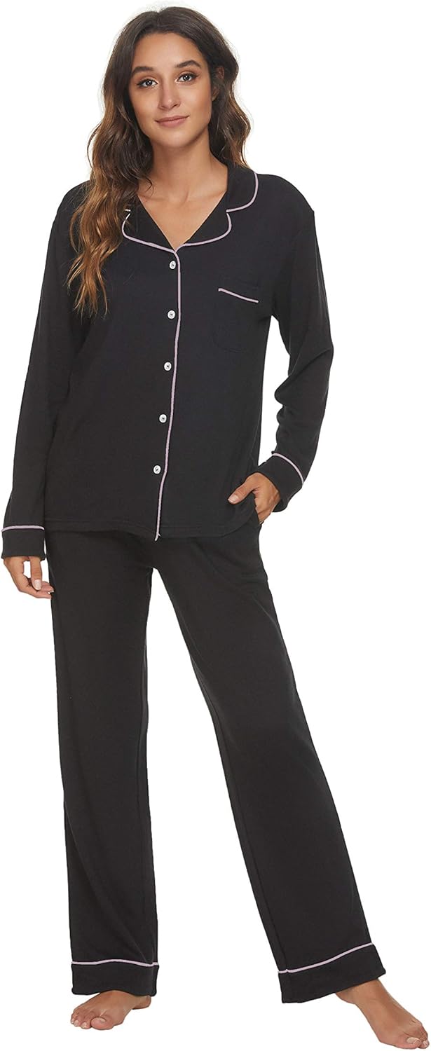 Soft Long Sleeve Pajama Set with Pockets for Cozy Nights