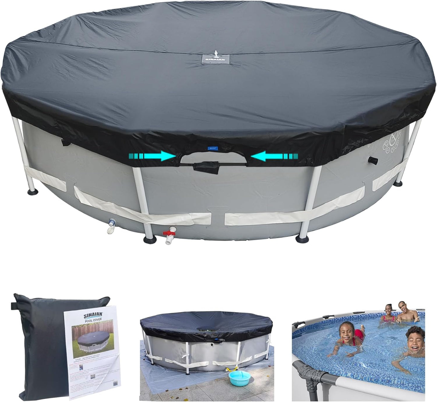 18 Ft Pool Cover for Above Ground Pools - Quick Installation
