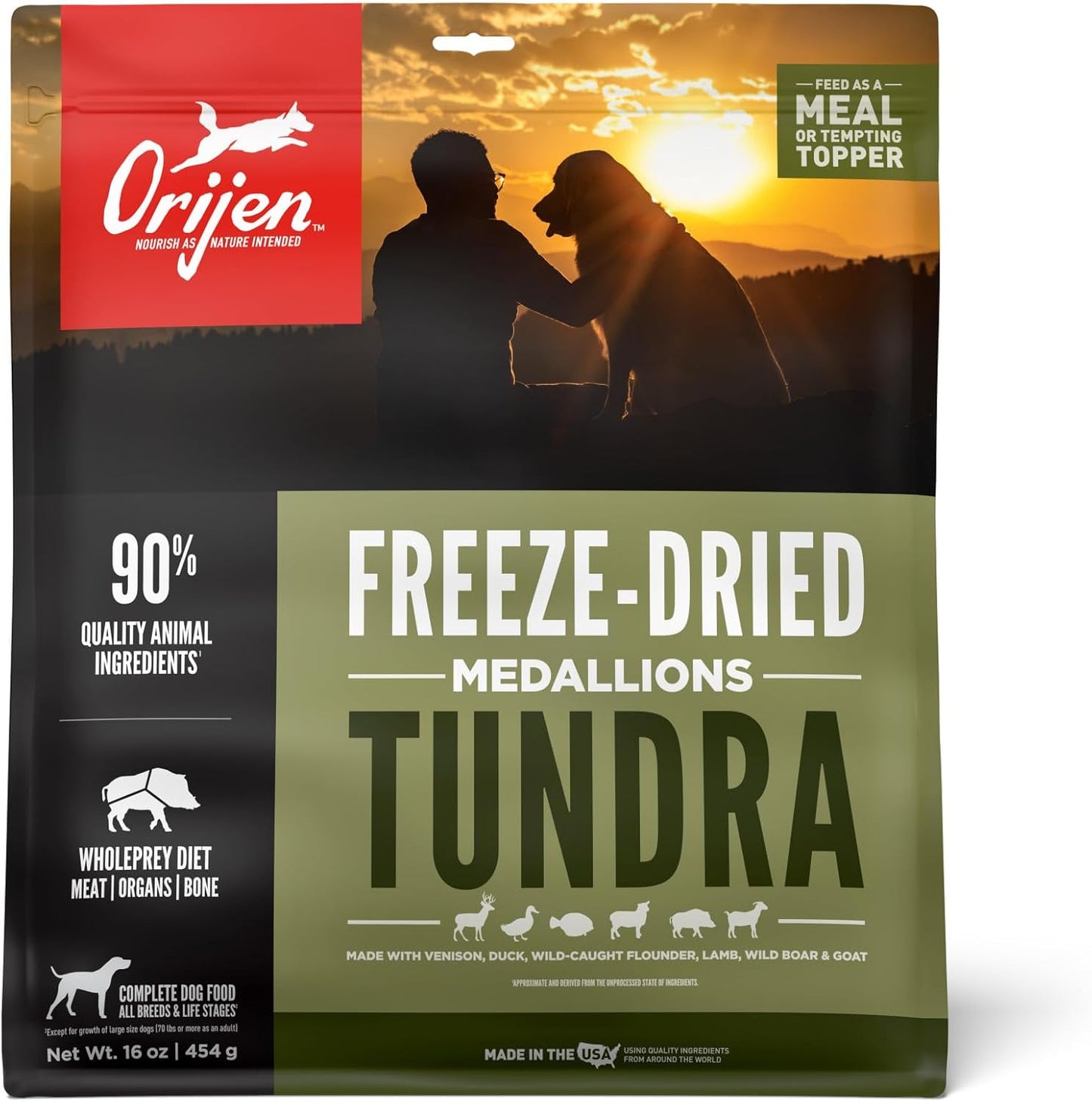 ORIJEN Tundra Freeze Dried Dog Food & Topper for Healthy Pets