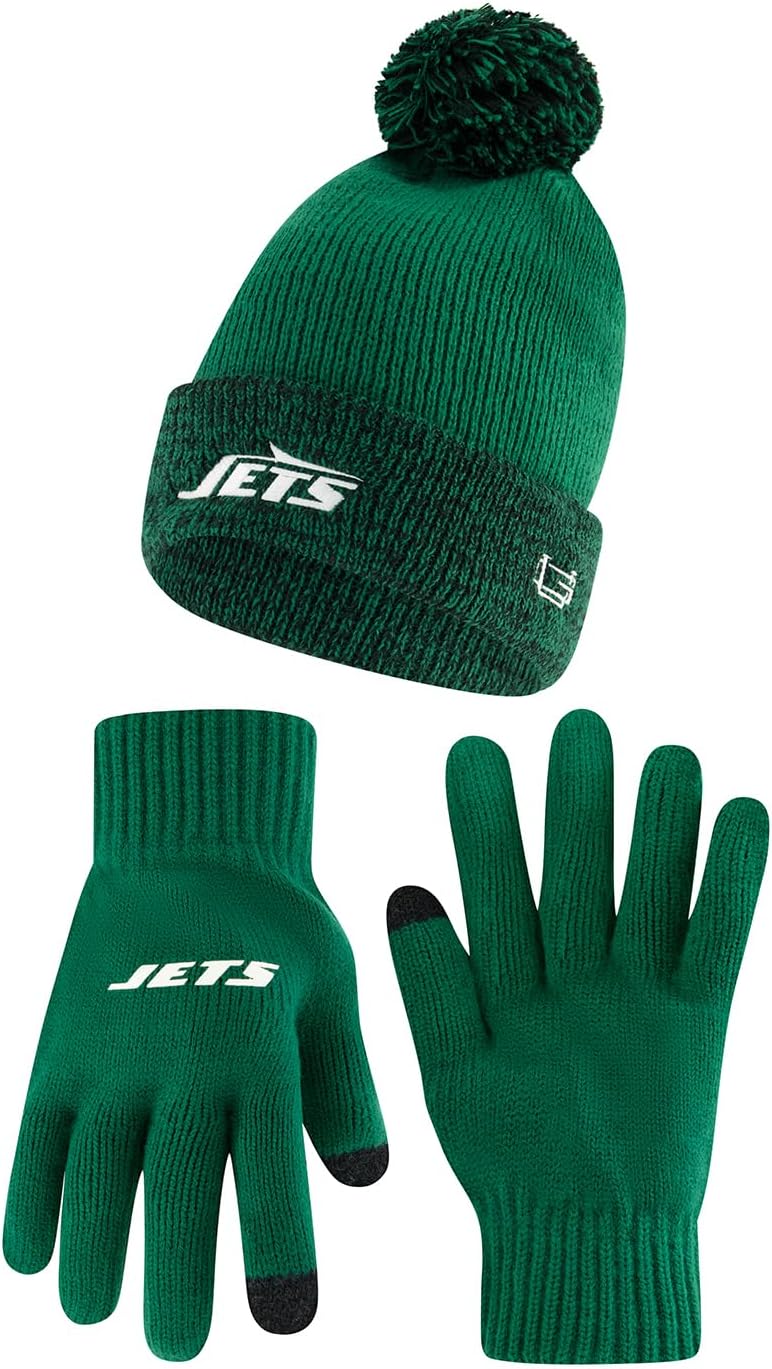 Ultra Game NFL Super Soft Two Tone Winter Beanie and Gloves Set