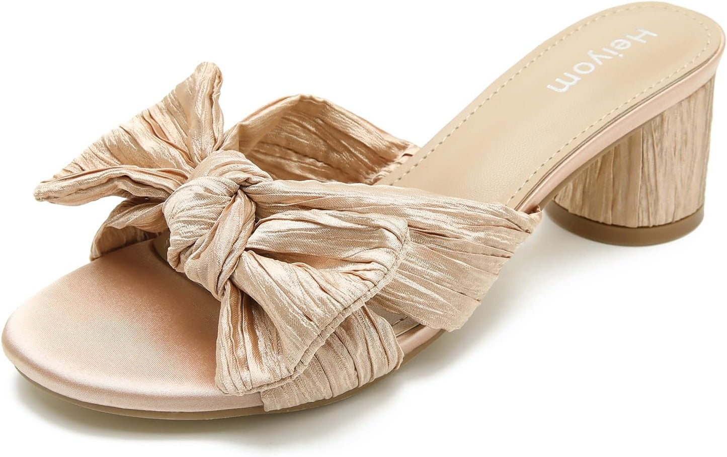 Stylish Women's Bowknot Low Chunky Heels Mules Sandals for Weddings
