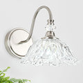 1 Piece Brushed Nickel Wall Sconce with Floral Clear Glass Shade