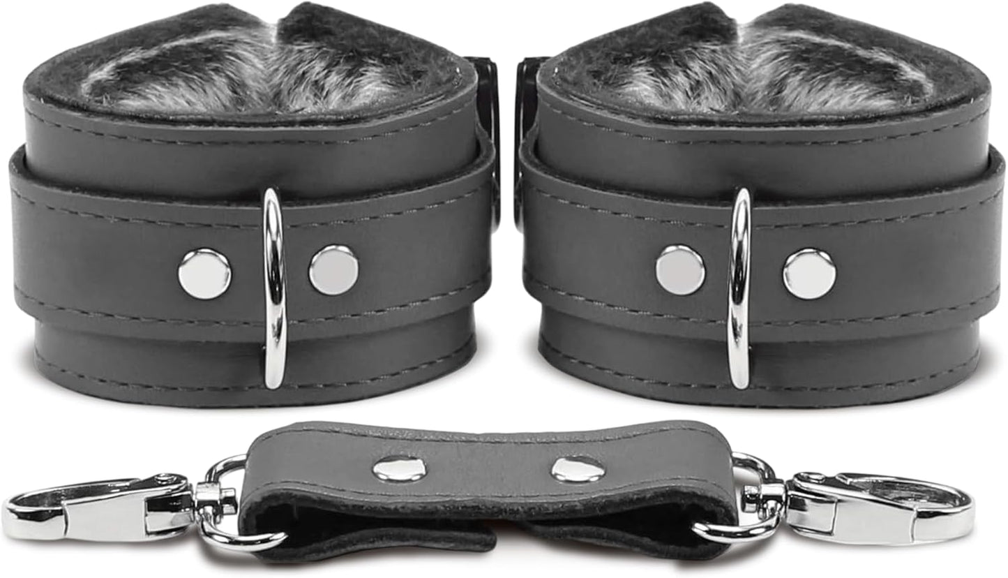 Premium BDSM Leather Barcelona Cuffs for Couples' Adventures