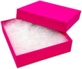 Cotton Filled Cardboard Kraft Jewelry Boxes 100-Pack - Neon Fuchsia