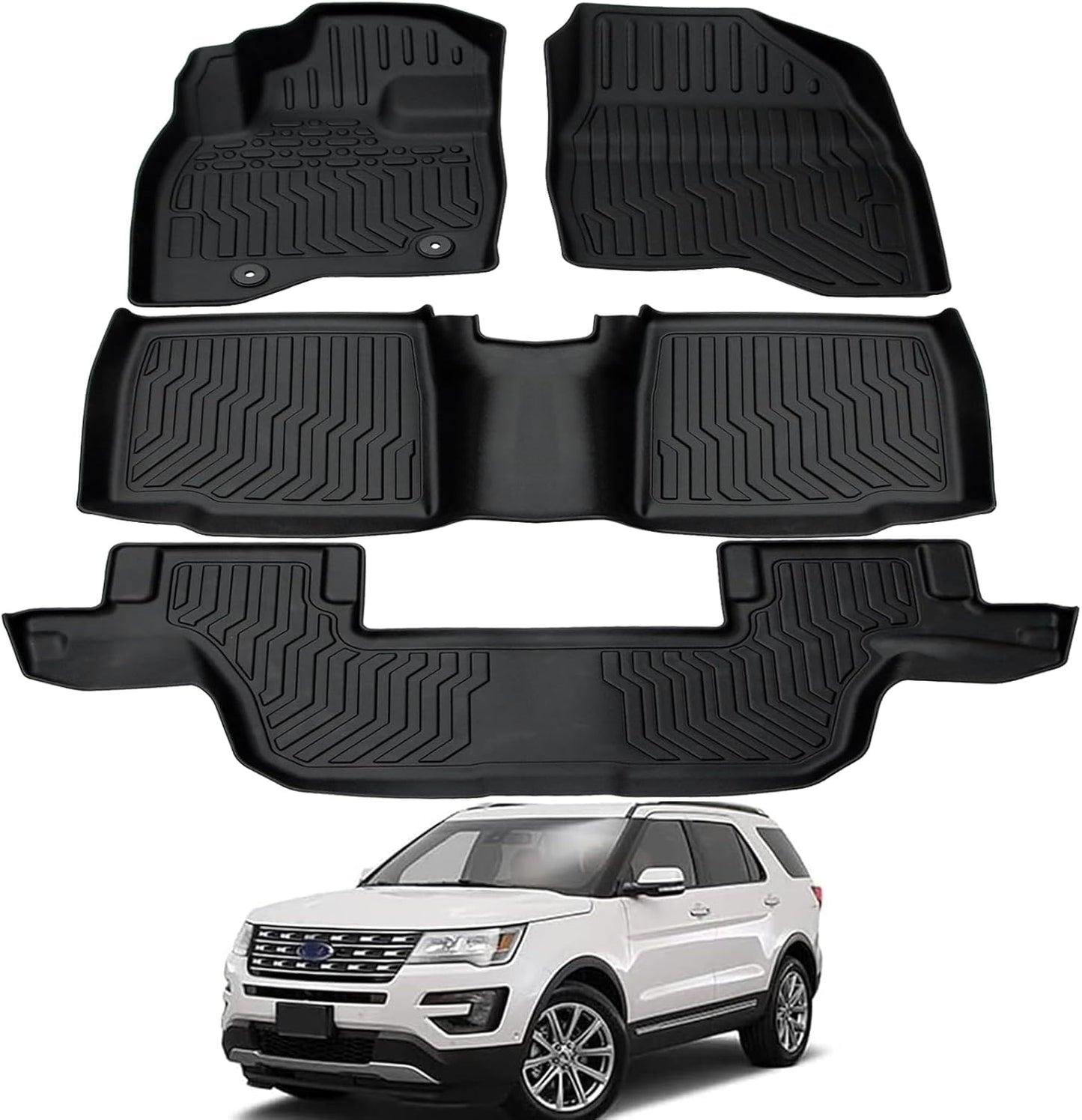 All Weather Rubber Car Floor Mats for 2011-2014 Ford Explorer
