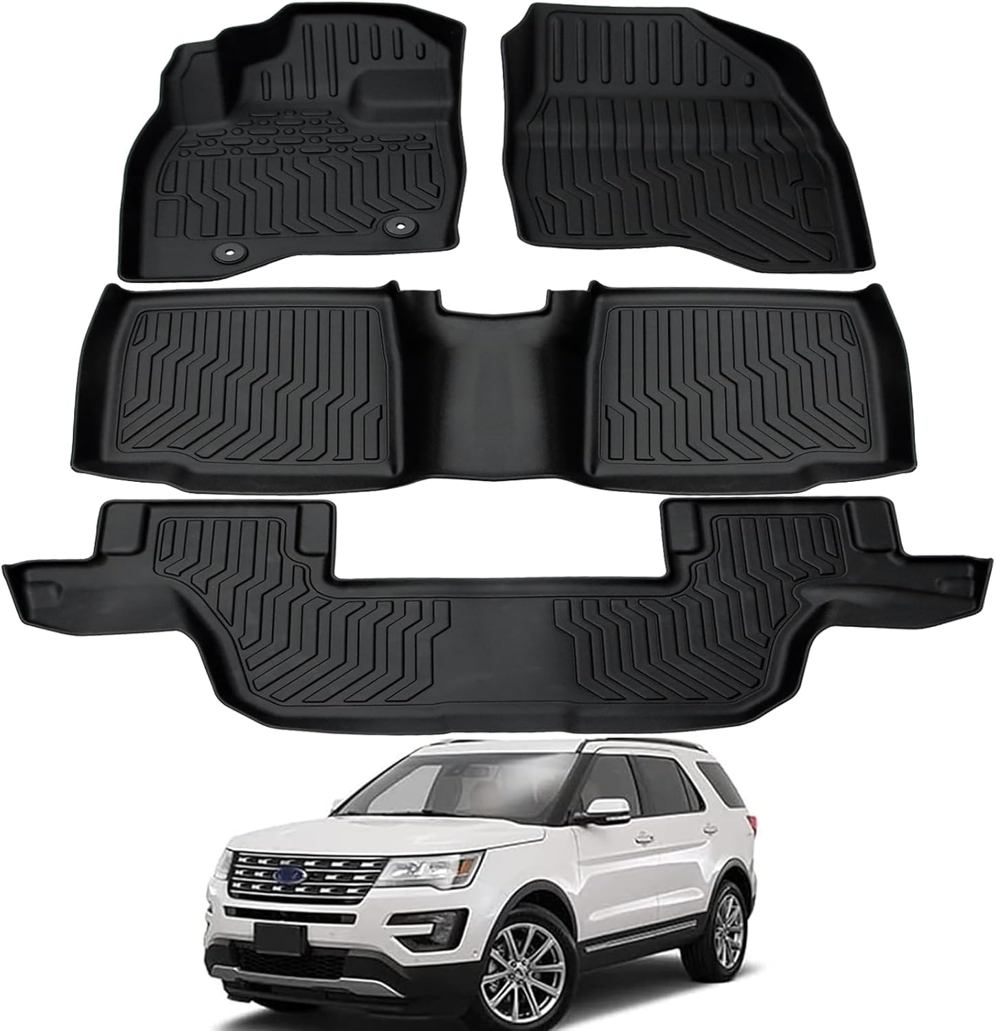 All Weather Rubber Car Floor Mats for 2011-2014 Ford Explorer