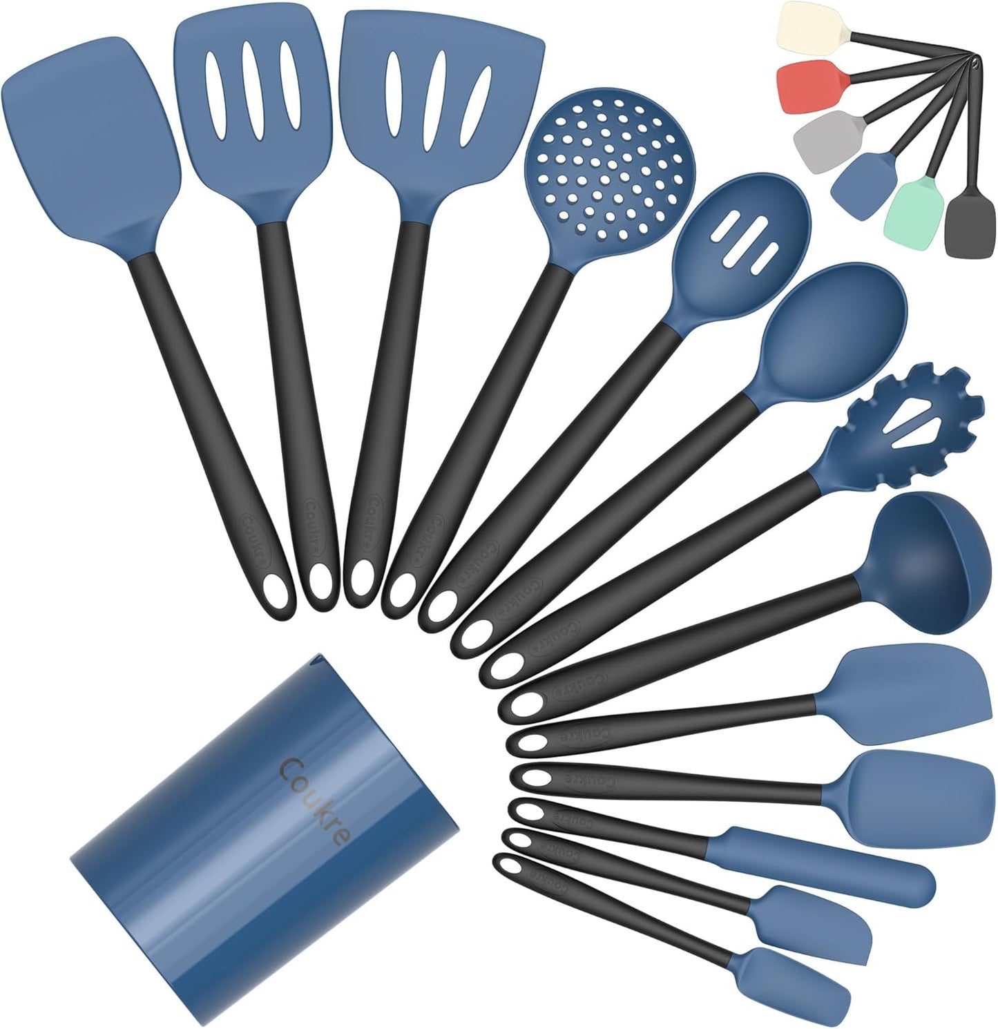 Coukre Silicone Kitchen Utensils Set with Holder for Cooking