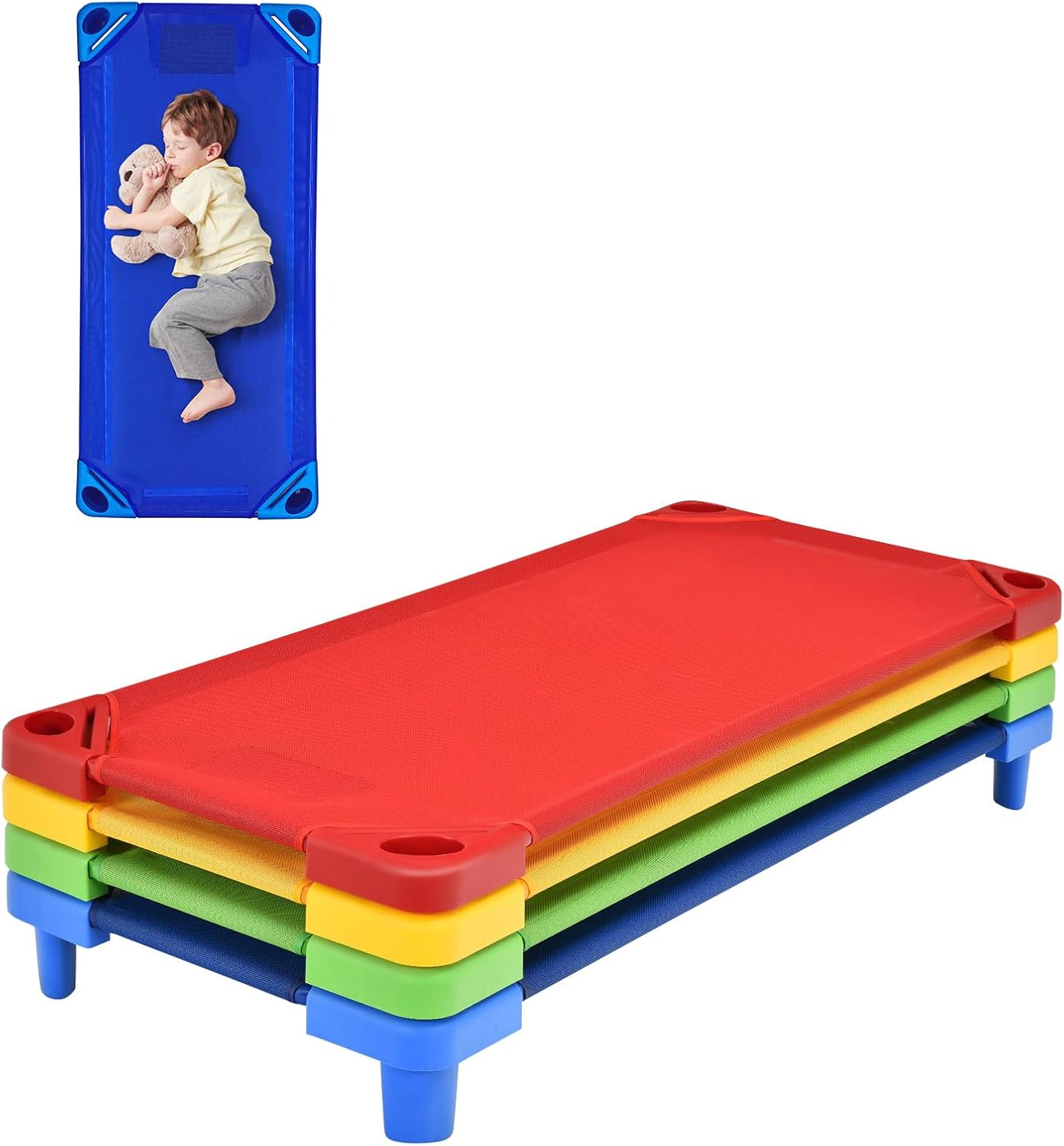 Daycare Cots 4-Pack Stackable Nap Bed Cot for Children