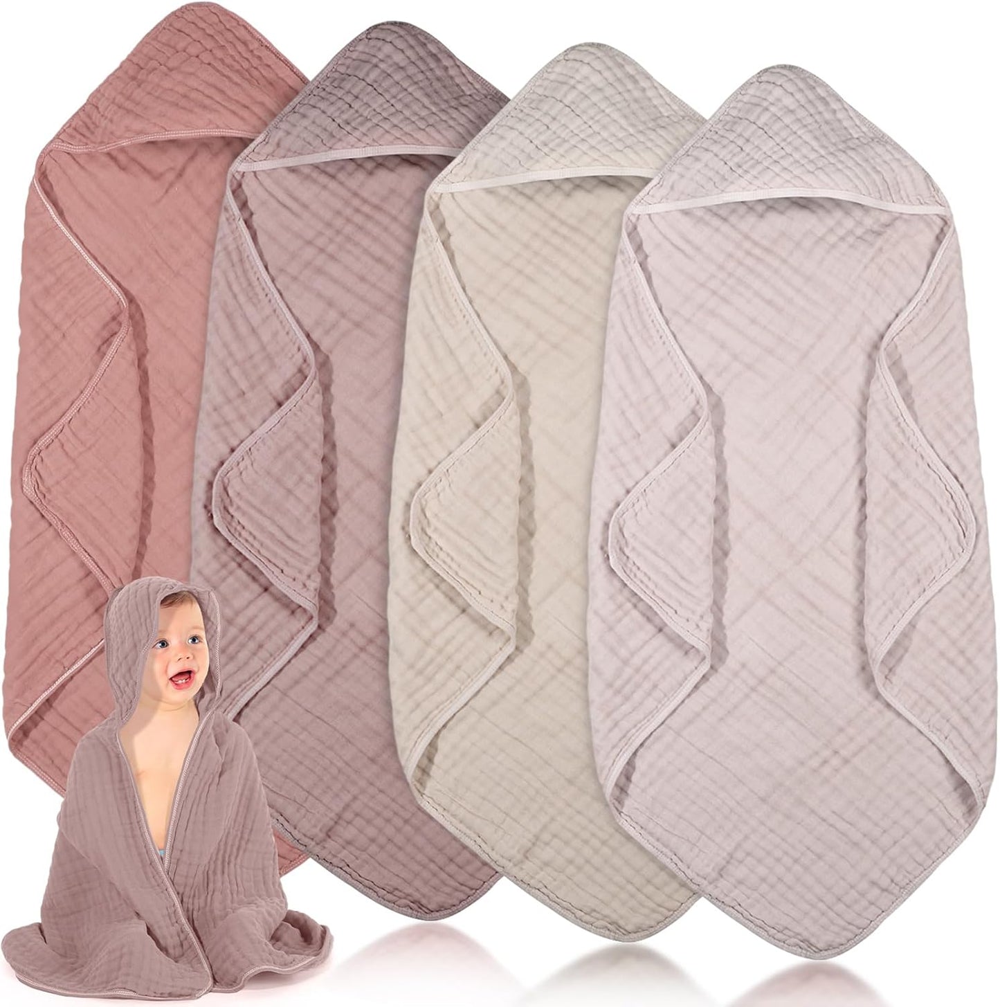 Peryiter Muslin Hooded Baby Towels - Soft & Absorbent Gift Set