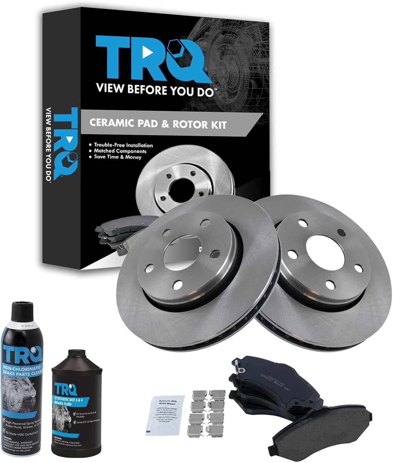 TRQ Front Brake Pad & Rotor Kit for 2007-2017 Jeep Wrangler