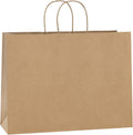 Recycled Kraft Paper Bags 100 Pack 16x6x12 in with Handles - Durable