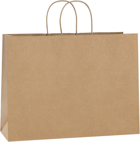 BagDream 100Pcs Kraft Paper Bags 16x6x12 for Gifts and Grocery