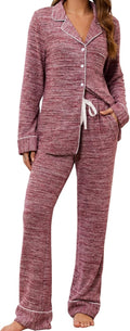 Leikar Button Up Pajama Set For Women Long Sleeve Shirt And Pajama 121