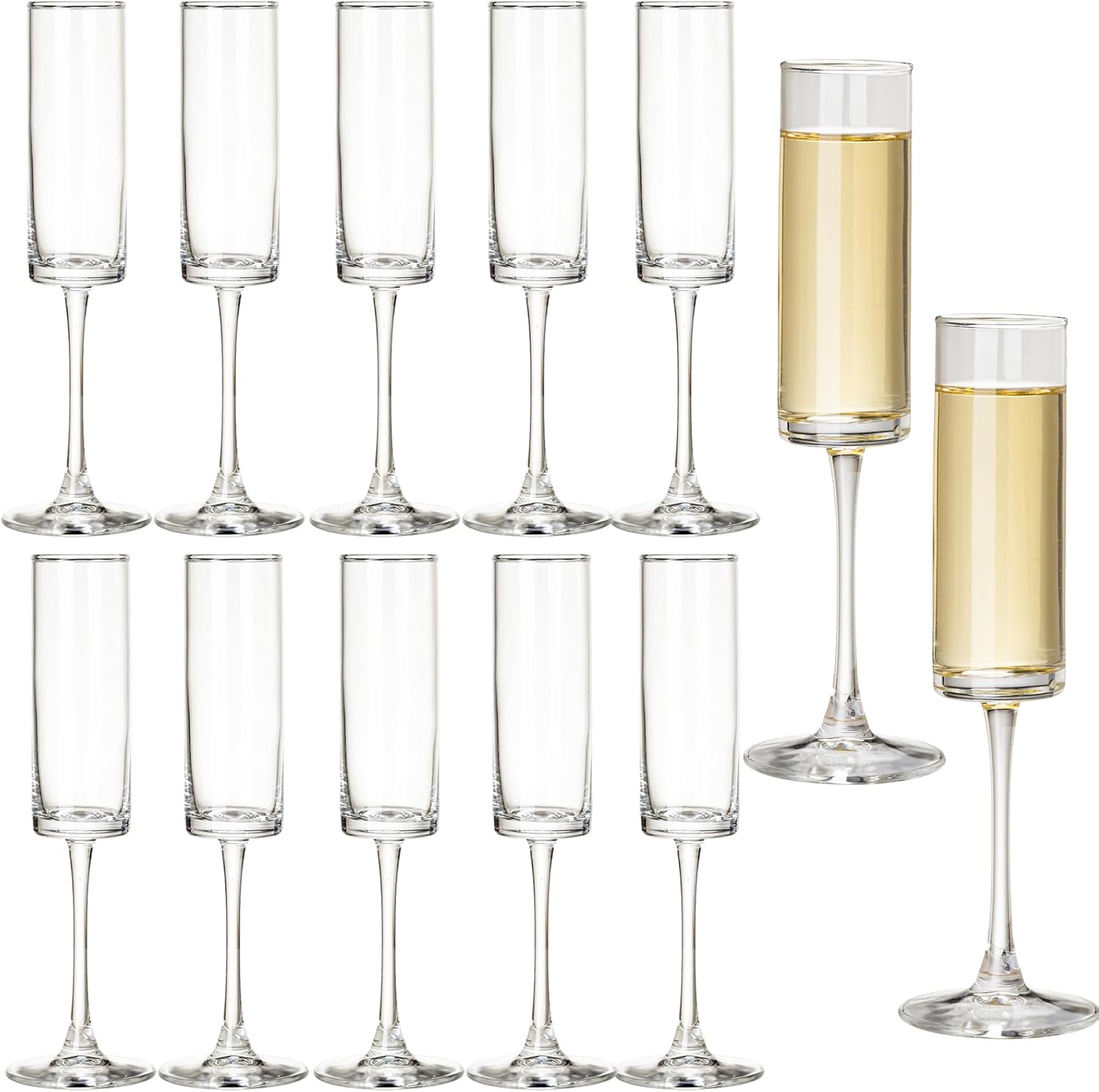 12 Pieces Clear Champagne Flutes for Elegant Celebrations