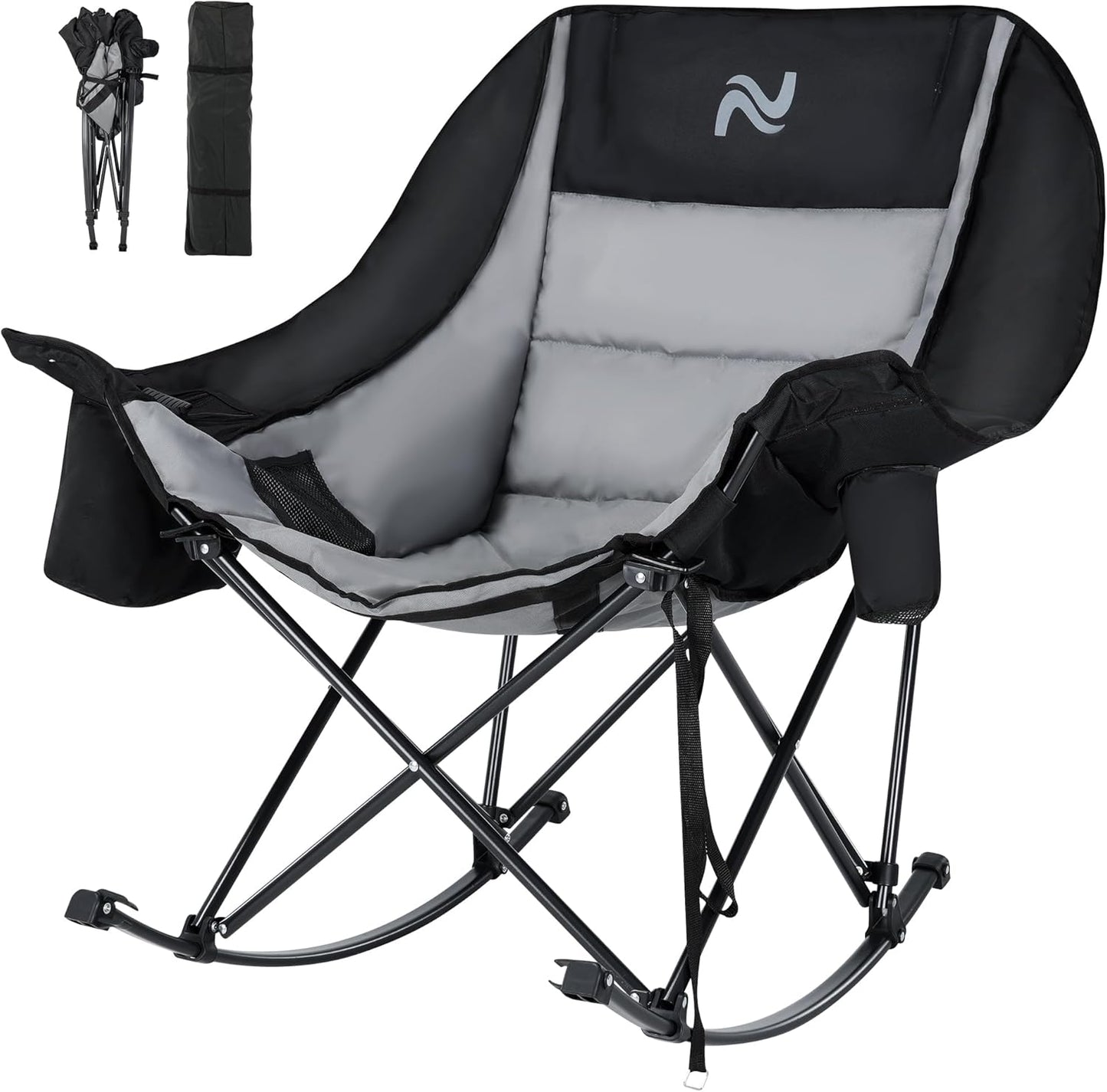 Oversized Rocking Camping Chair for Adults with Cup Holder
