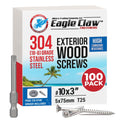 #10 x 3 in 304 Grade Stainless Steel Deck Screws 100 Pack - Star Drive