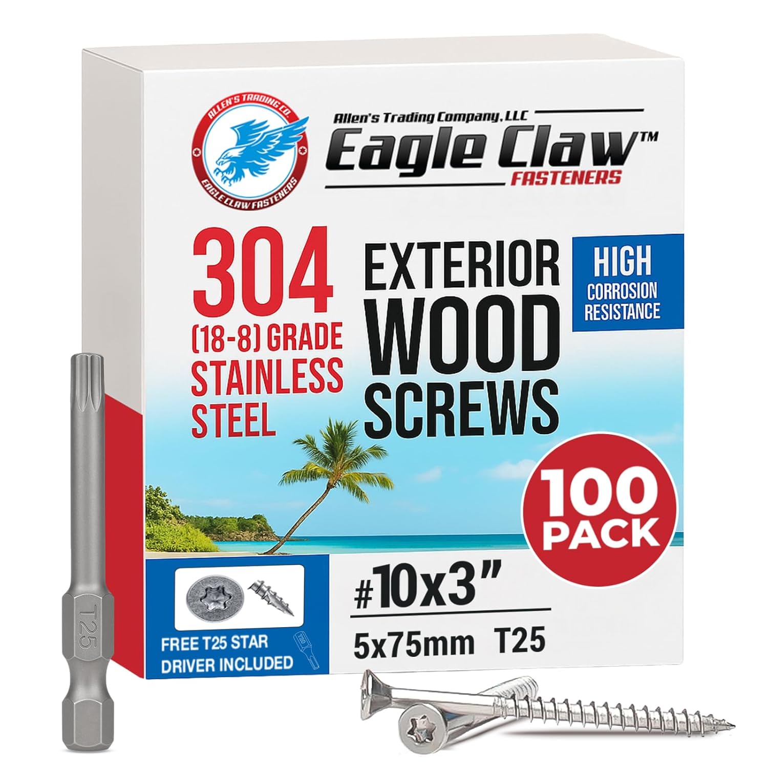 Stainless Steel Deck Screws 3 Inch by Eagle Claw Fasteners