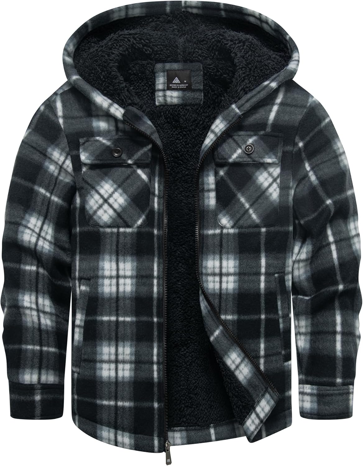 GEEK LIGHTING Boys Flannel Jacket Sherpa Lined Warm Hoodie
