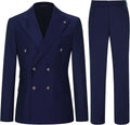 Men's Slim Fit 2 Piece Suit Double Breasted Blazer & Pants Set - Slim
