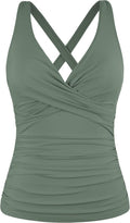 Underwire Tankini Top Twist V Neck for Big Busted Women - Tummy look