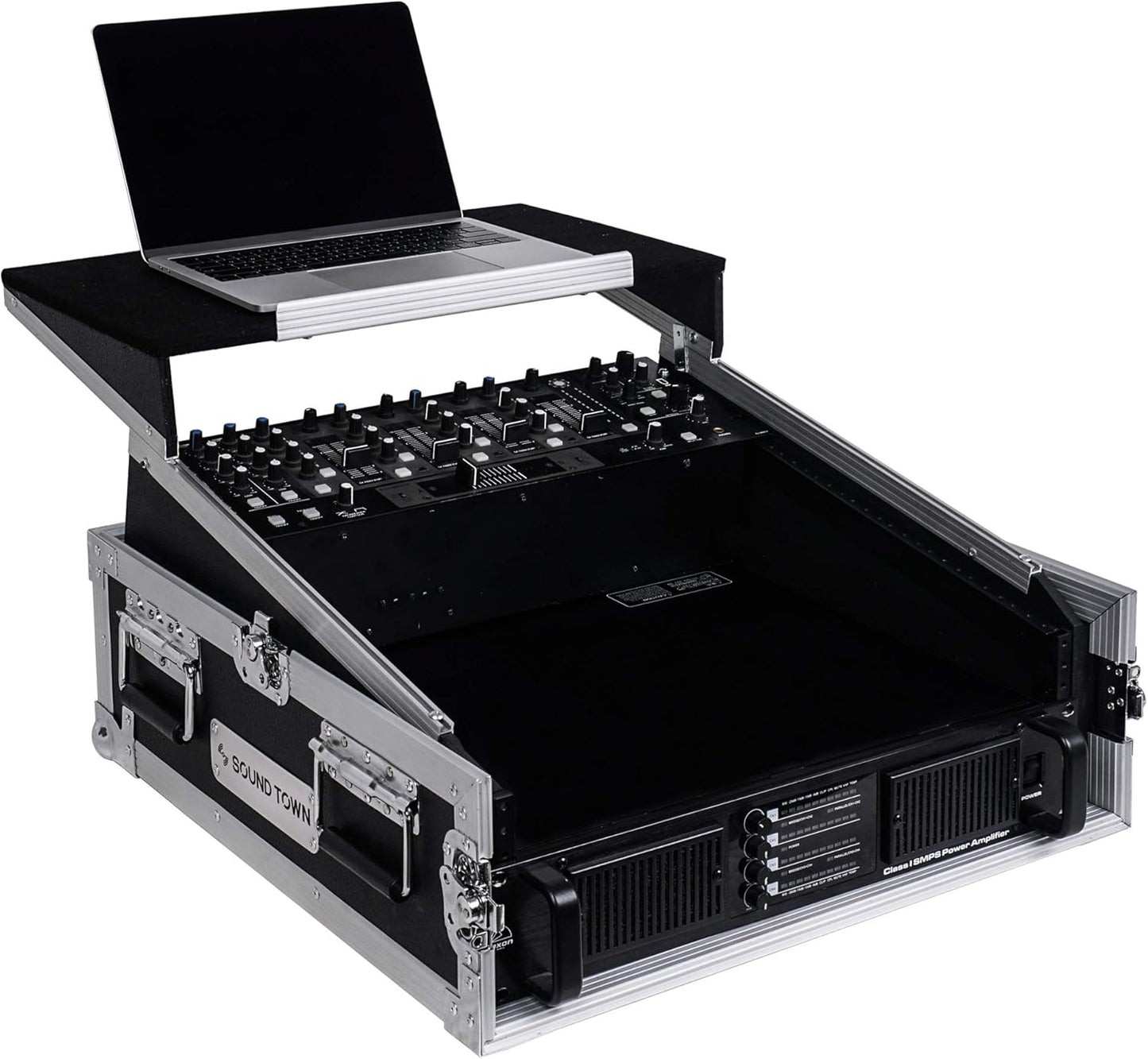 Sound Town 2U Glide Style Rack Case with 11U Mixer Top