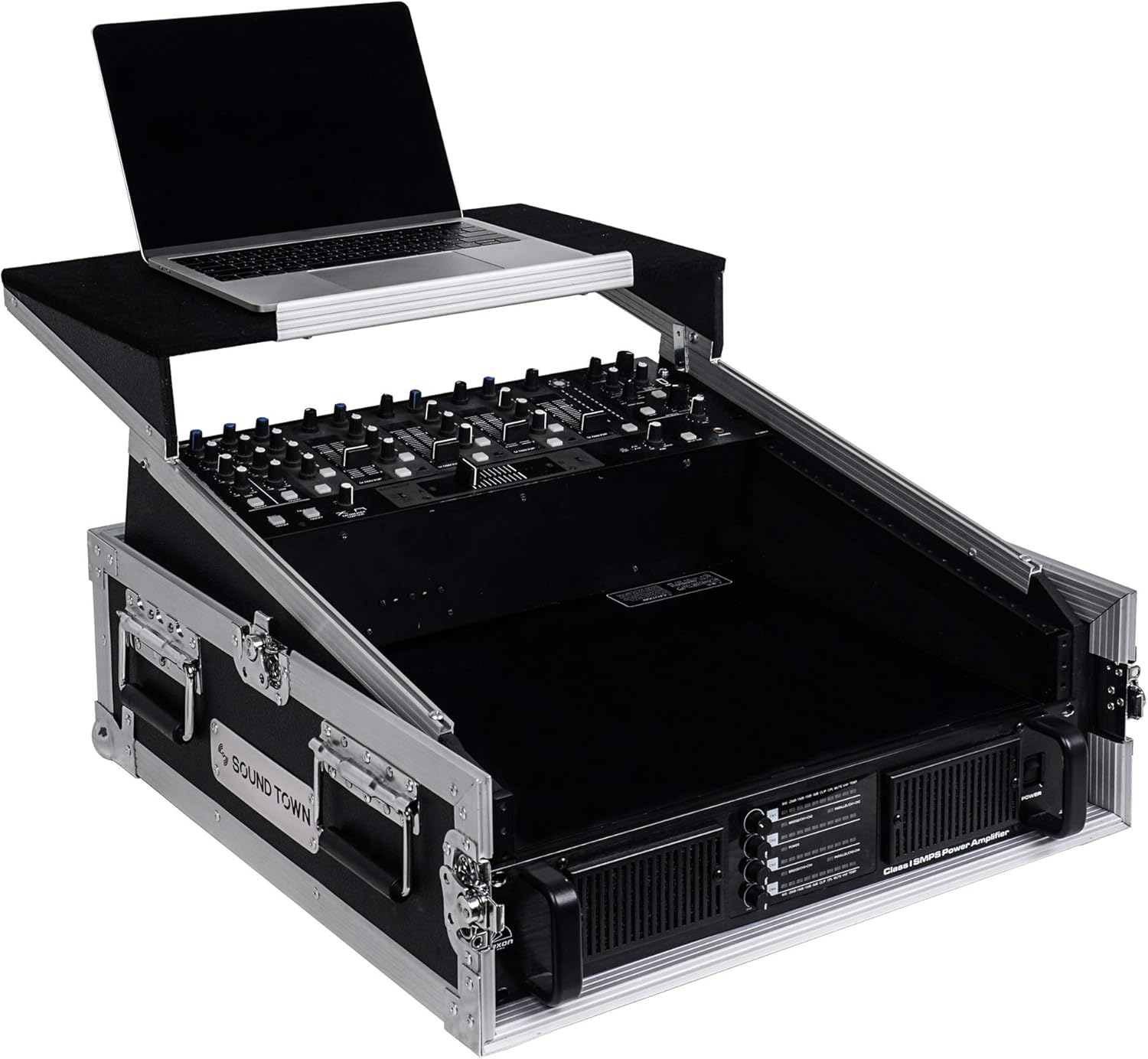 Sound Town 2U Glide Style Rack Case with 11U Mixer Top