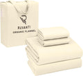 RUVANTI Organic Cotton Flannel Sheet Set for Full Size Bed Comfort