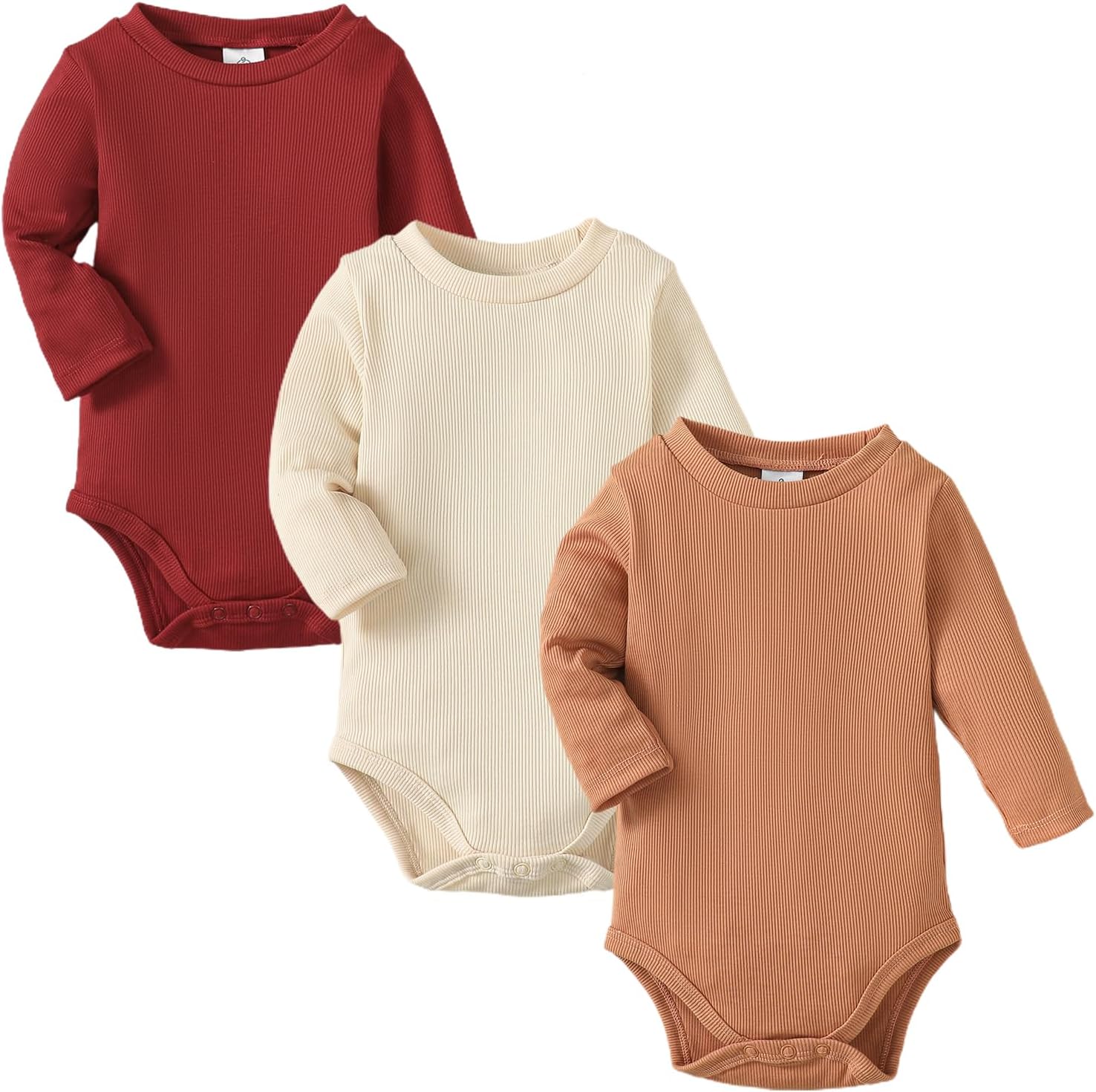 OPAWO Long Sleeve Onsies for Baby Girls - 3 Pack Bodysuits