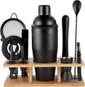 Matte Black Cocktail Shaker Set - 11Pcs Pro Bartending Kit for Expert Drink Making