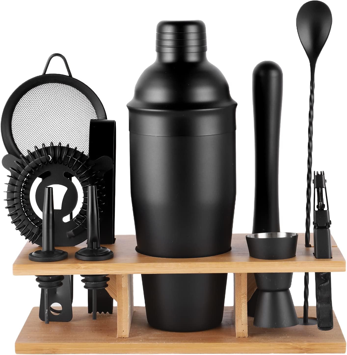 Matte Black Cocktail Shaker Set - 11Pcs Pro Bartending Kit for Expert Drink Making