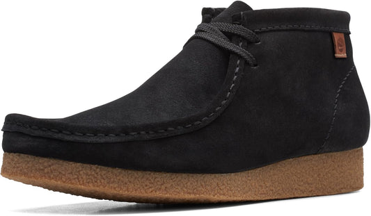 Clarks mens Shacre Boot - Premium Black Suede with Crepe Outsole