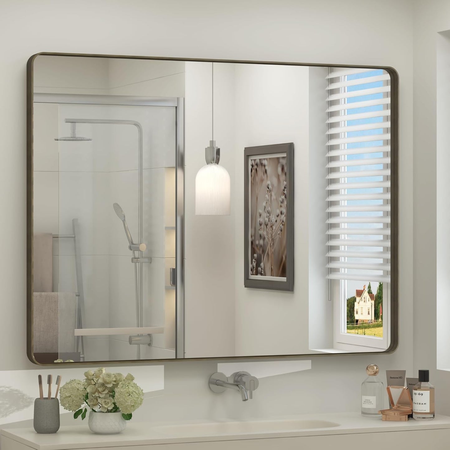 44x36 Bronze Bathroom Mirror for Elegant Home Decor