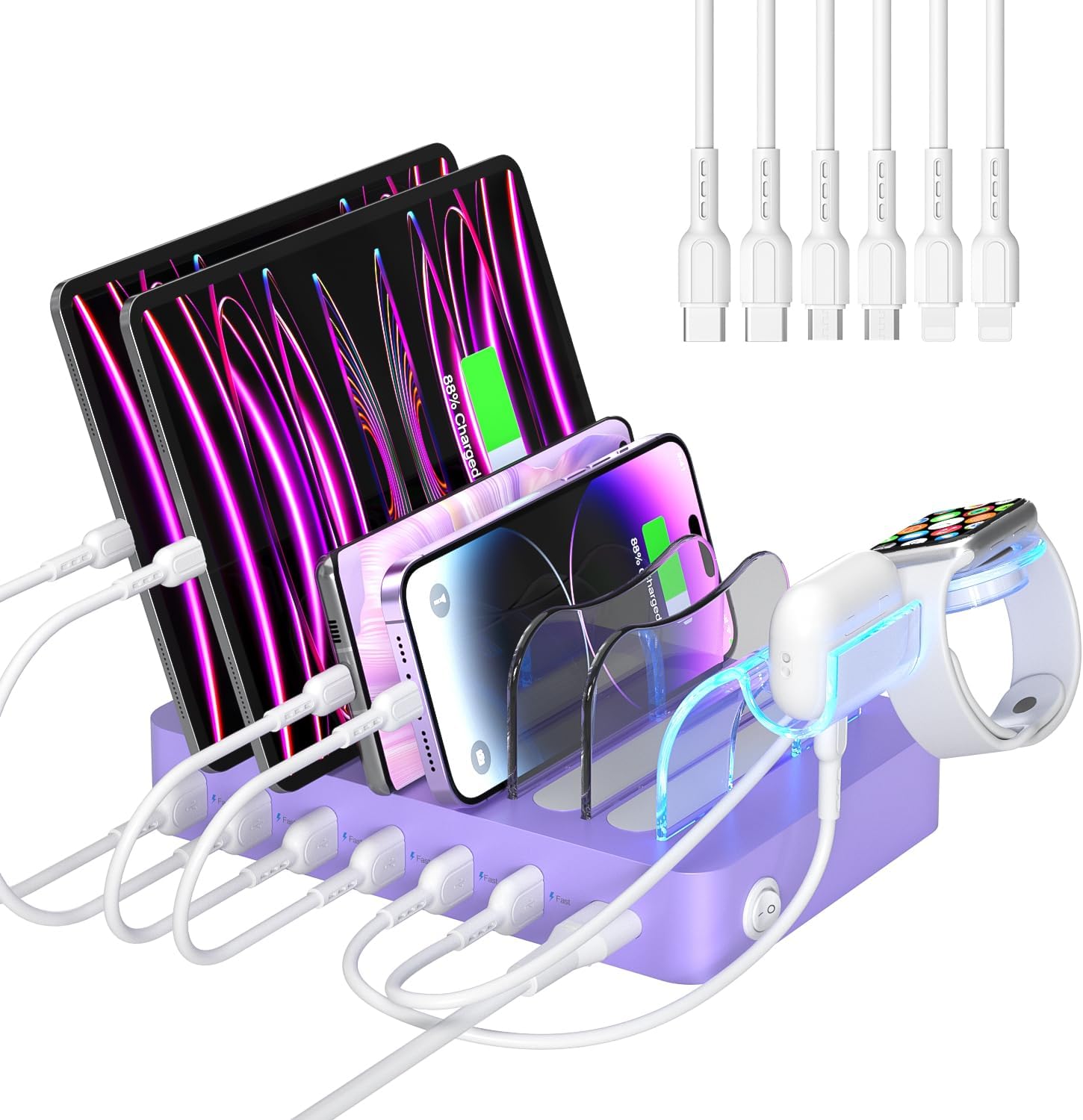 SooPii Premium 6-Port USB Charging Station for Multiple Devices