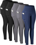 Leggings with Pockets for Women - High Waist Tummy Control 3-Pack