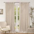 Cream Beige Velvet Curtains 52 x 108 in Panels - Room Darkening