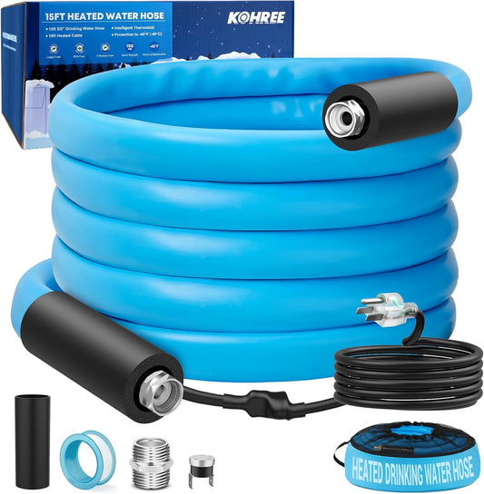 Kohree 15FT Heated Water Hose for RV -40F Freeze Protection
