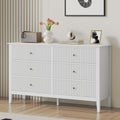 White 6 Drawer Dresser - Fluted Modern Wood Double Chest for Bedroom