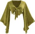 Women's Going Out Tie Front Boho Top - Western Bell Sleeve Crop