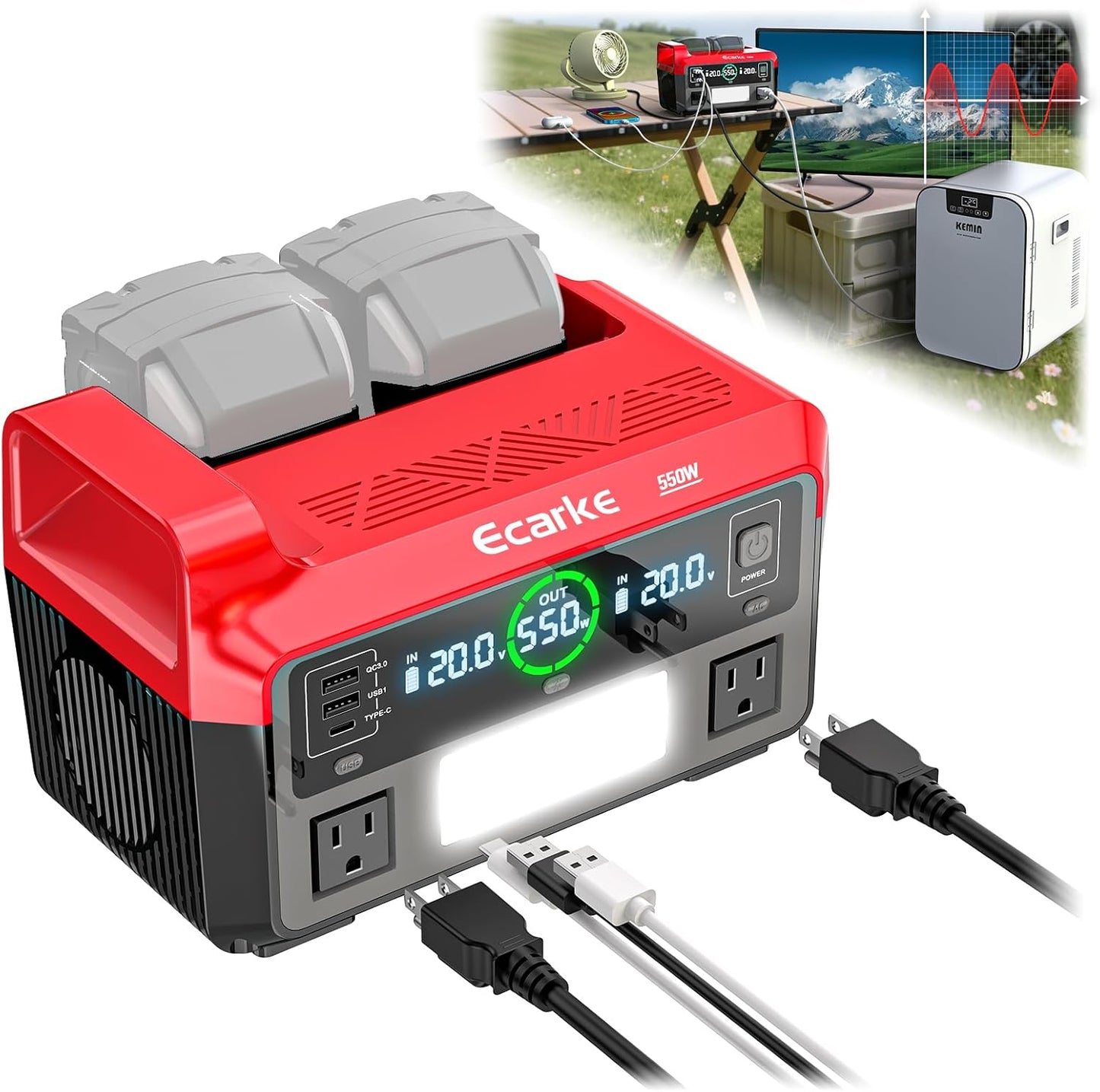 550W Portable Power Inverter for Milwaukee 18V Battery Use