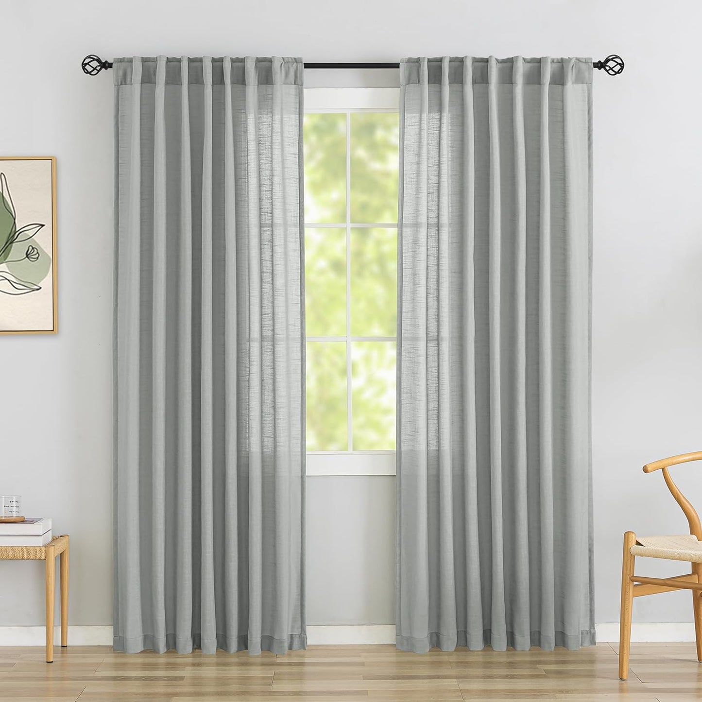 Light Gray 84 Linen Curtains - DONREN - Modern Farmhouse Privacy