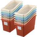 Book Storage Bins 12-Pack - Boho Plastic Magazine File Holders