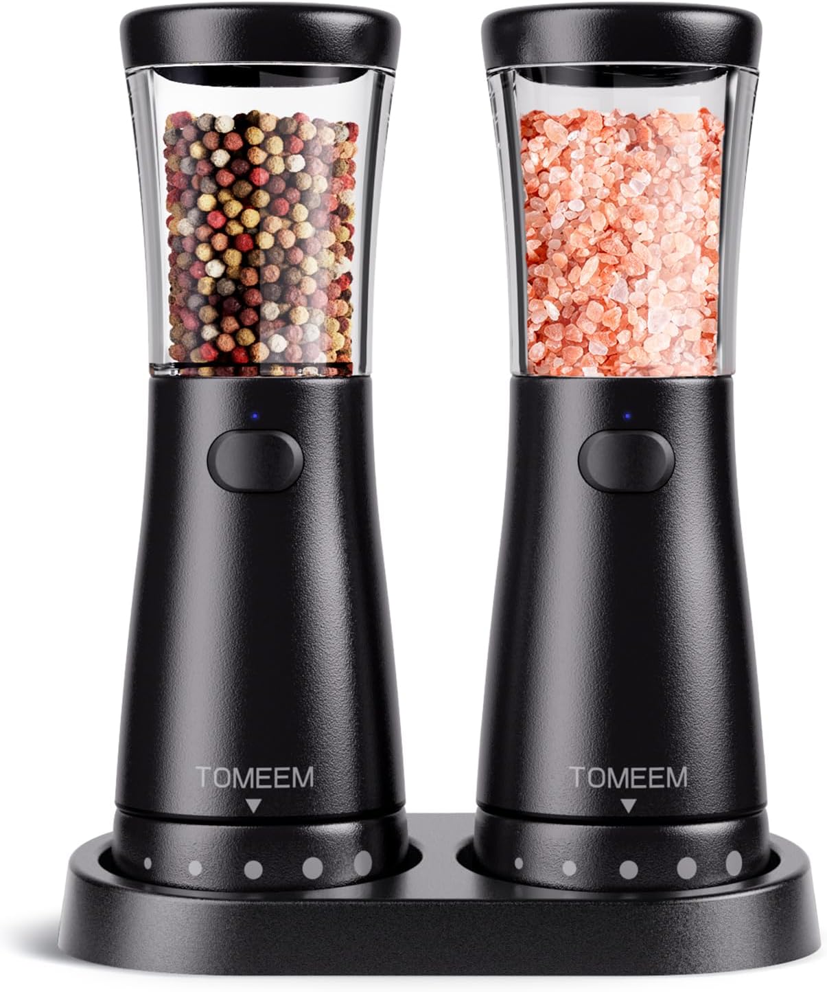 Electric Salt and Pepper Grinder Set with Storage Base for Kitchen